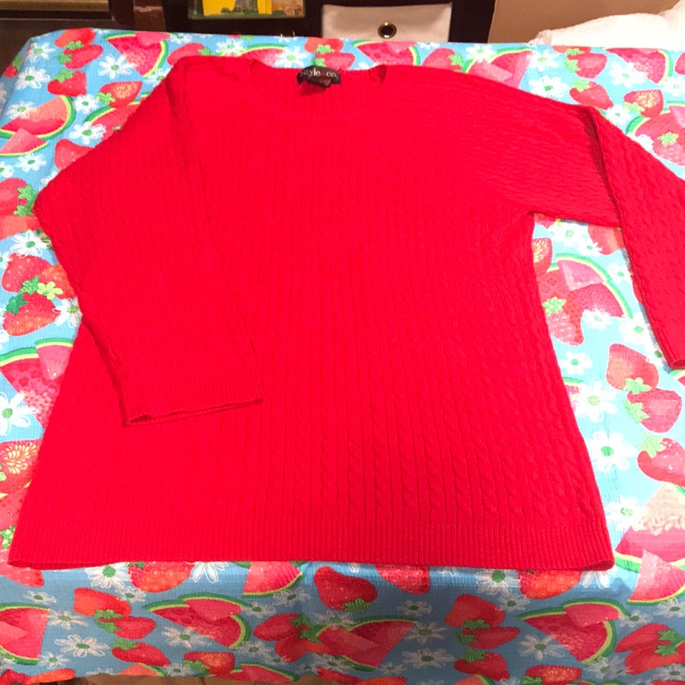 Style & Co. Red Cable Knit Sweater